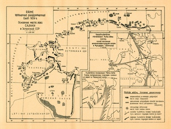 Räime tähtsamad püügipiirkonnad Eesti NSV-s = Основные места лова салаки в Эстонской ССР 