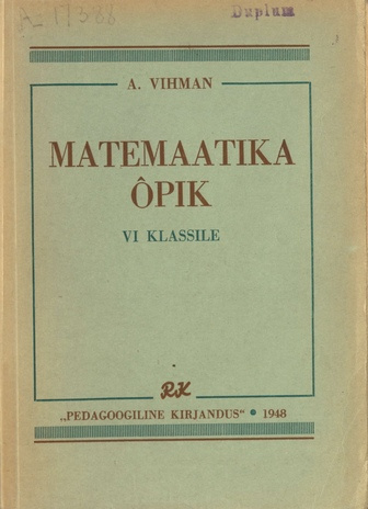 Matemaatika õpik VI klassile