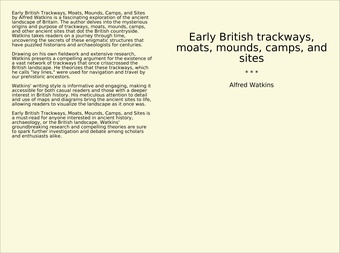 Early British trackways, moats, mounds, camps, and sites 