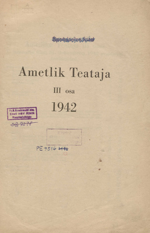 Ametlik Teataja. III osa = Amtlicher Anzeiger. III Teil ; sisukord 1942