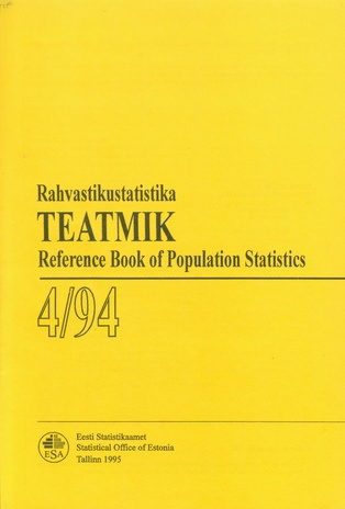 Rahvastikustatistika teatmik = Reference book of population statistics ; 4 1995
