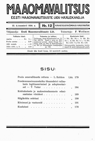 Maaomavalitsus ; 12 1934-12-22