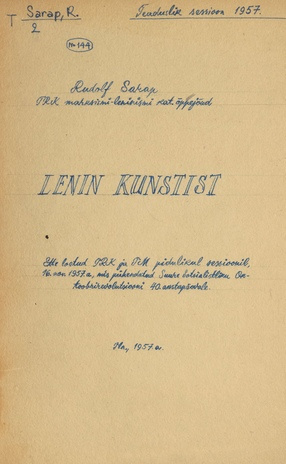 Lenin kunstis : teaduslik sessioon 1957