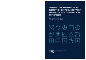 Intellectual property as an element of the public support system for small and medium enterprises : thesis for the Degree of Doctor of Philosophy 