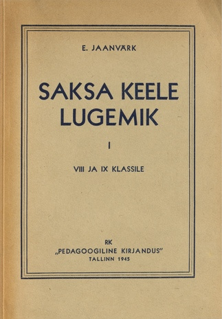 Saksa keele lugemik. VIII ja IX klassile / 1