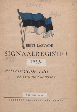 Eesti laevade signaalregister = Code-list of Estonian shipping ; 1933