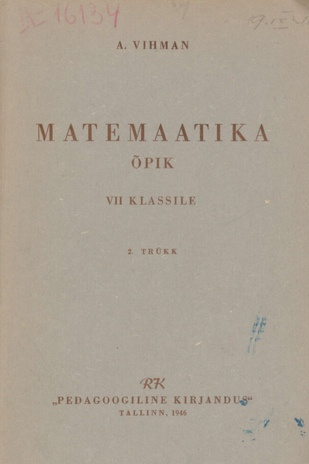 Matemaatika õpik : VII klassile