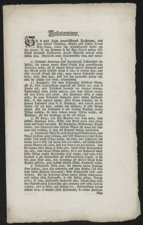 Kulutaminne. Sest et meije Kige armolikkumb Keiserinne, nink Kige Üllemb Wallitseja, Müjide nink Ostjide Tullus Riga-Linan, omme kige armolikkumbid Käsku om sija saatnu: sis om Temma ka kui Kige-Üllemb mönne Sädussid Liiwlandi Tallomeeste Kauba Mümisse...