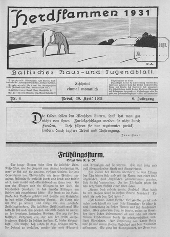 Herdflammen : Baltisches Haus- und Jugendblatt ; 4 1931-04-30