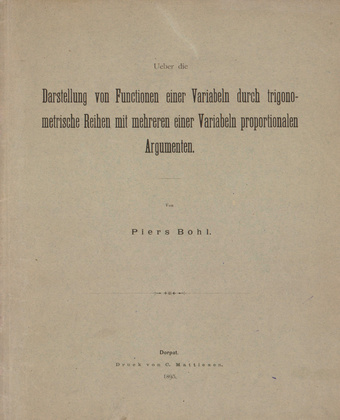 Ueber die Darstellung von Functionen einer Variabeln durch trigonometrische Reihen mit mehreren einer Variabeln proportionalen Argumenten : Dissertation