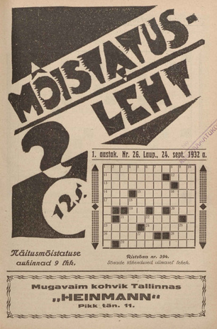Mõistatusleht ; 26 1932-09-24