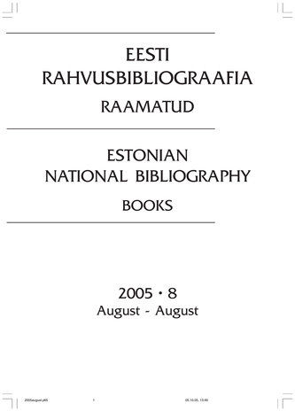 Eesti Rahvusbibliograafia. Raamatud ; 8 2005-08