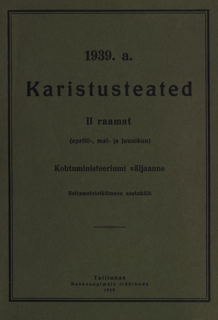 Karistusteated ; II (aprill - juuni) 1939