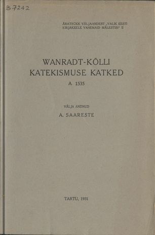 Wanradt-Kõlli katekismuse katked a. 1535