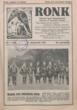 Ronk : perekonna ja noorsoo ajakiri ; 3 (70) 1925-01-17