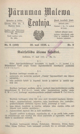 Pärnumaa Maleva Teataja ; 9 (160) 1936-05-30