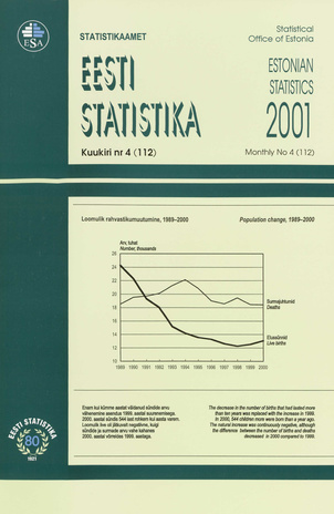 Eesti Statistika Kuukiri = Monthly Bulletin of Estonian Statistics ; 4(112) 2001-05