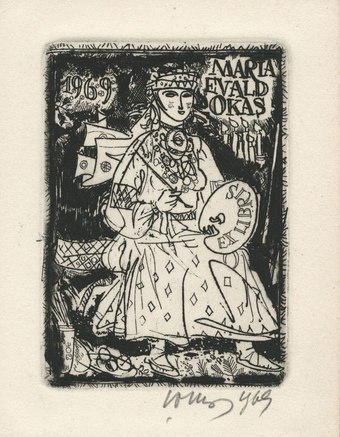 Maria Evald Okas 1969 ex libris 