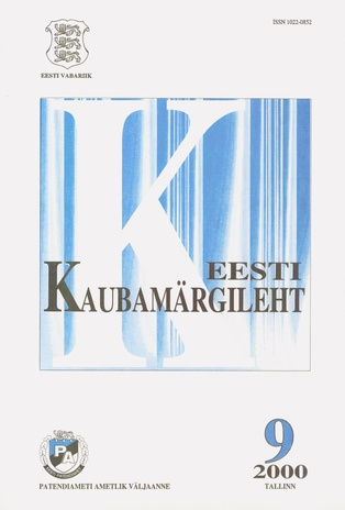Eesti Kaubamärgileht ; 9 2000-09