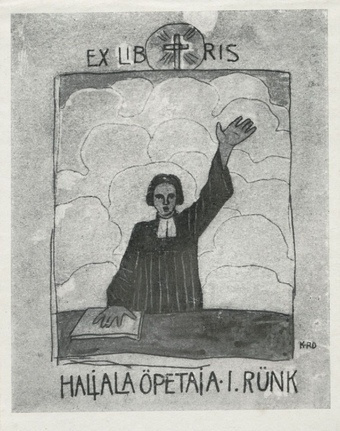 Ex libris Haljala öpetaja I. Rünk 