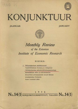 Konjunktuur : monthly review of the Estonian Institute of Economic Research ; 14 1936-01-04