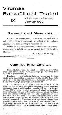 Virumaa Rahvaülikooli Teated ; 9 1933-01