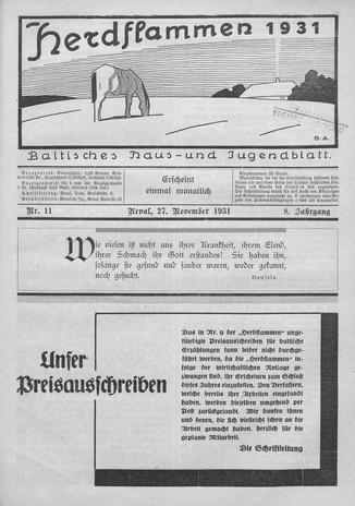 Herdflammen : Baltisches Haus- und Jugendblatt ; 11 1931-11-27