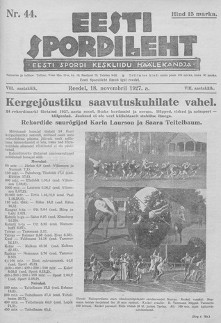 Eesti Spordileht ; 44 1927-11-18