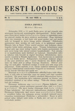Eesti Loodus ; 2 1933-05-15