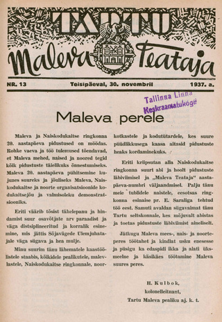 Tartu Maleva Teataja ; 13 1937-11-30