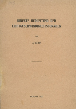 Direkte Herleitung der Lichtgeschwindigkeitsformeln 