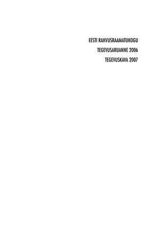 Eesti Rahvusraamatukogu tegevusaruanne 2006, tegevuskava 2007