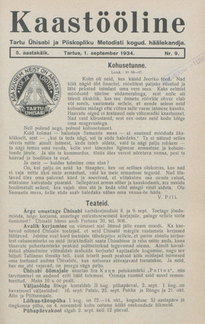 Kaastööline : Tartu Ühisabi Informatsioonileht ; 9 1934-09-01