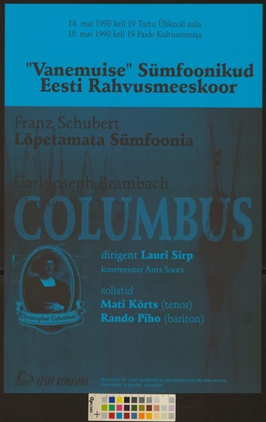 Vanemuise Sümfoonikud, Eesti Rahvusmeeskoor : Columbus 