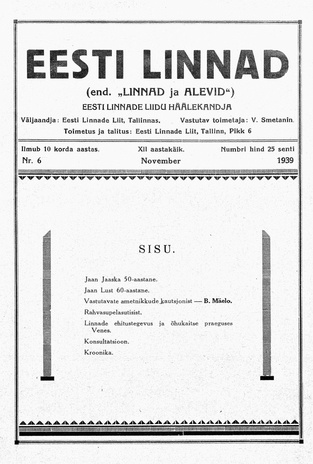 Linnad ja Alevid ; 6 1939-11