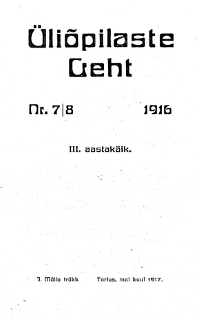 Üliõpilaste Leht ; 7-8 1916