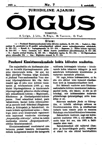 Õigus ; 7 1927