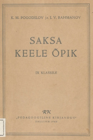 Saksa keele õpik IX klassile