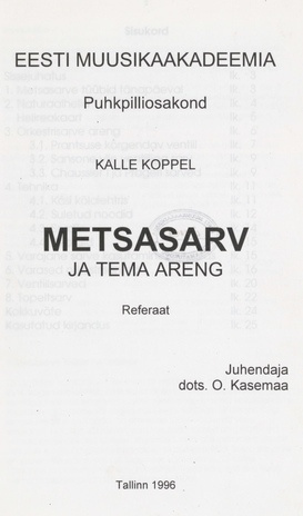 Metsasarv ja tema areng : referaat