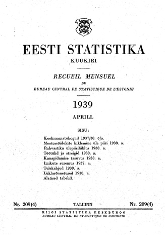 Eesti Statistika : kuukiri ; 209 (4) 1939-04