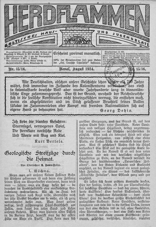 Herdflammen : Baltisches Haus- und Jugendblatt ; 15/16 1924-08