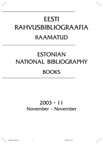 Eesti Rahvusbibliograafia. Raamatud ; 11 2003-11