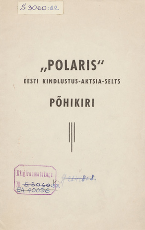 "Polaris", Eesti Kindlustus-Aktsia-Selts : põhikiri