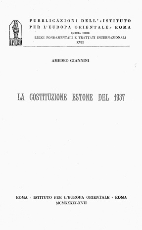 La costituzione Estone del 1937