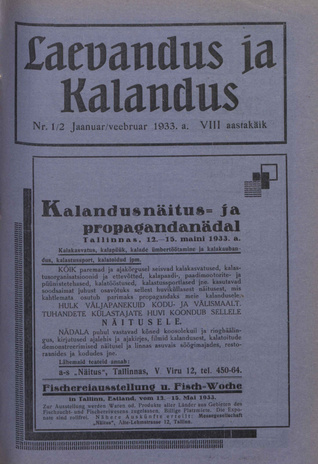 Laevandus ja Kalandus ; 1/2 1933-01/02