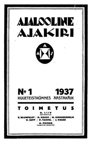 Ajalooline Ajakiri ; 1 1937