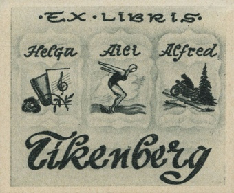 Ex libris Helga Aili Alfred Tikenberg 