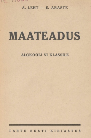 Maateadus : algkooli VI klassile