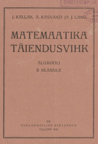 Matemaatika täiendusvihk : algkooli II klassile