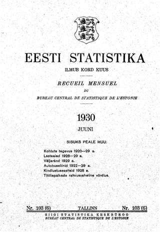 Eesti Statistika : kuukiri ; 103 (6) 1930-06